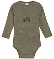 CeLaVi Bodysuit l/s - Wool - Dusky Green w. Tractor