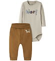 Name It Romper l/s Set - NbmVroels - IJsland Fossiel/Rubber