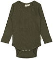 Petit Piao Bodysuit l/s - Rib - Modal - Green Leaf