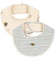 Konges Sløjd Drool bib - 2-Pack - Kubi/Stripe Blue