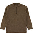 Joha Blouse w. Zipper - Wool/Silk - Brown Melange