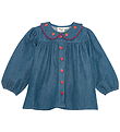 Flöss Blouse - Vilma - Denim - Mid Blue Strawberry