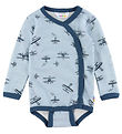 Joha Wrap Bodysuit l/s - Wool/Bamboo - Light Blue