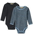 Wheat Bodysuit l/s - Rib - 2-Pack - Berti - Bright Blue Stripe