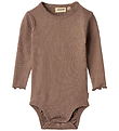 Wheat Bodysuit l/s - Rib - Regitze - Toffee Brown