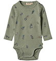 Wheat Bodysuit l/s - Freddie - Dusty Green Cars