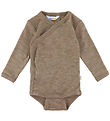 Joha Wrap Bodysuit l/s - Wool/Silk - Beige Melange