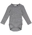 Hummel Bodysuit l/s - HmlMini - Wool - Rib - Grey Melange