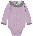 FUB Bodysuit l/s - Ruffle - Knitted - Wool - Iris w. Pointelle