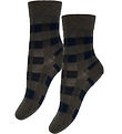 FUB Socks - Wool - Check - 2-Pack - Mocca/Dark Navy