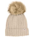 Huttelihut Beanie - Wool/Cotton - Knitted - Sand Melange w. Pom-
