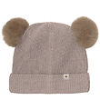Huttelihut Beanie - Wool - Knitted - Camel Melange w. Tassels