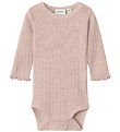 Name It Bodysuit l/s - Wool/Silk - Rib - NbfWossa - Shadow Gray