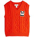 Mini Rodini T-shirt - Knitted - Panda Patch - Red