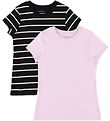 Calvin Klein T-Shirt - 2-pack - Stripe - Light Lilac/Black