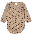 Müsli Bodysuit l/s - Rib - Acorn - Beige/Root/Deep Green