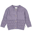 Müsli Cardigan - Knitted - Leaf - Lilac Fog w. Pointelle