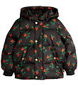 Mini Rodini Winter Coat - Lingonberries Hooded Pouf - Black
