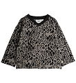 Mini Rodini Genser - Leopard Børstet Topp - Grå/Svart