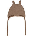 Huttelihut Baby Hat w. Ears - Alpaca wool - Knitted - Camel Mela