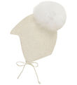 Huttelihut Baby Hat w. Pom-Pom - Alpaca wool - Knitted - Off-Whi