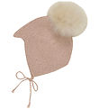 Huttelihut Baby Hat w. Pom-Pom - Alpaca wool - Knitted - Mahogan