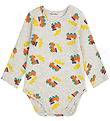 Bobo Choses Bodysuit l/s - Choo Choo All Over - Light Grey Heath