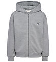 Hummel Cardigan - HmlJR Loose Zip - Grey Melange w. Logo