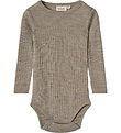Wheat Bodysuit l/s - Wool/Silk - Liea - Khaki melange
