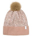 Minymo Beanie - w. Sequins - Misty Rose w. Pom-Pom