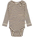 Petit Piao Bodysuit l/s - Rib - Dark Grape/Off White