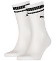 Puma Socks - Regular Crew - 2-Pack - White w. Black Stripes