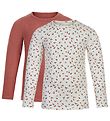 Minymo Long Sleeve Top - 2-pack - Canyon Rose/White w. Flowers