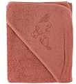 Nrgaard Madsens Hooded Towel - 100x100 - Dusty Red w. Bird