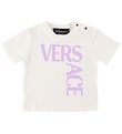 Versace T-Shirt - Logo Print - Blanc/Violet