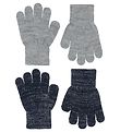 Melton Gloves - Knitted - 2-Pack - Grey/Navy w. Glitter