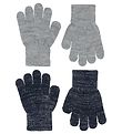 Melton Handschuhe - Strick - 2er-Pack - Grau/Navy m. Glitzer