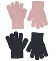 Melton Gloves - Knitted - 2-Pack - Dark Grey/Pink