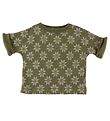 Joha T-shirt - Wool - Army Green with Stars