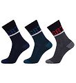 Ronaldo Socks - 3-Pack - Petrol/Black/Navy/Grey w. Stripes