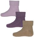 Minymo Chaussettes - 3 Pack - Rib - Trs Grape