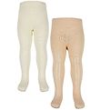 Minymo Strumpfhosen - 2er-Pack - Bambus - Rib - Off White