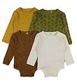 Pippi Rompers l/s - 4-pack - Klatergoud