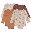 Pippi Baby Wrap Bodysuits l/s - 4-Pack - Burlwood