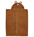 Pippi Baby Hooded Towel - 70x120 - Almond w. Bear