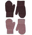 CeLaVi Mittens - Wool/Polyester - 2-Pack - Rose Brown w. Glitter