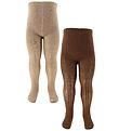 Minymo Collants - Rib - 2 Pack - Noisette Brown