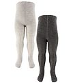 Minymo Tights - Wool - Rib - 2-Pack - Grey Melange