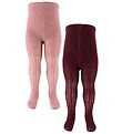 Minymo Collants - Laine - Rib - 2 Pack - Lilas bruni