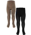 Minymo Tights - 2-Pack - Black/Brown w. Glitter